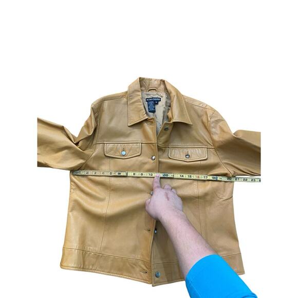 BCBG Women's Tan Leather Long Sleeves Button Front Jacket Size XL - Picture 5 of 8